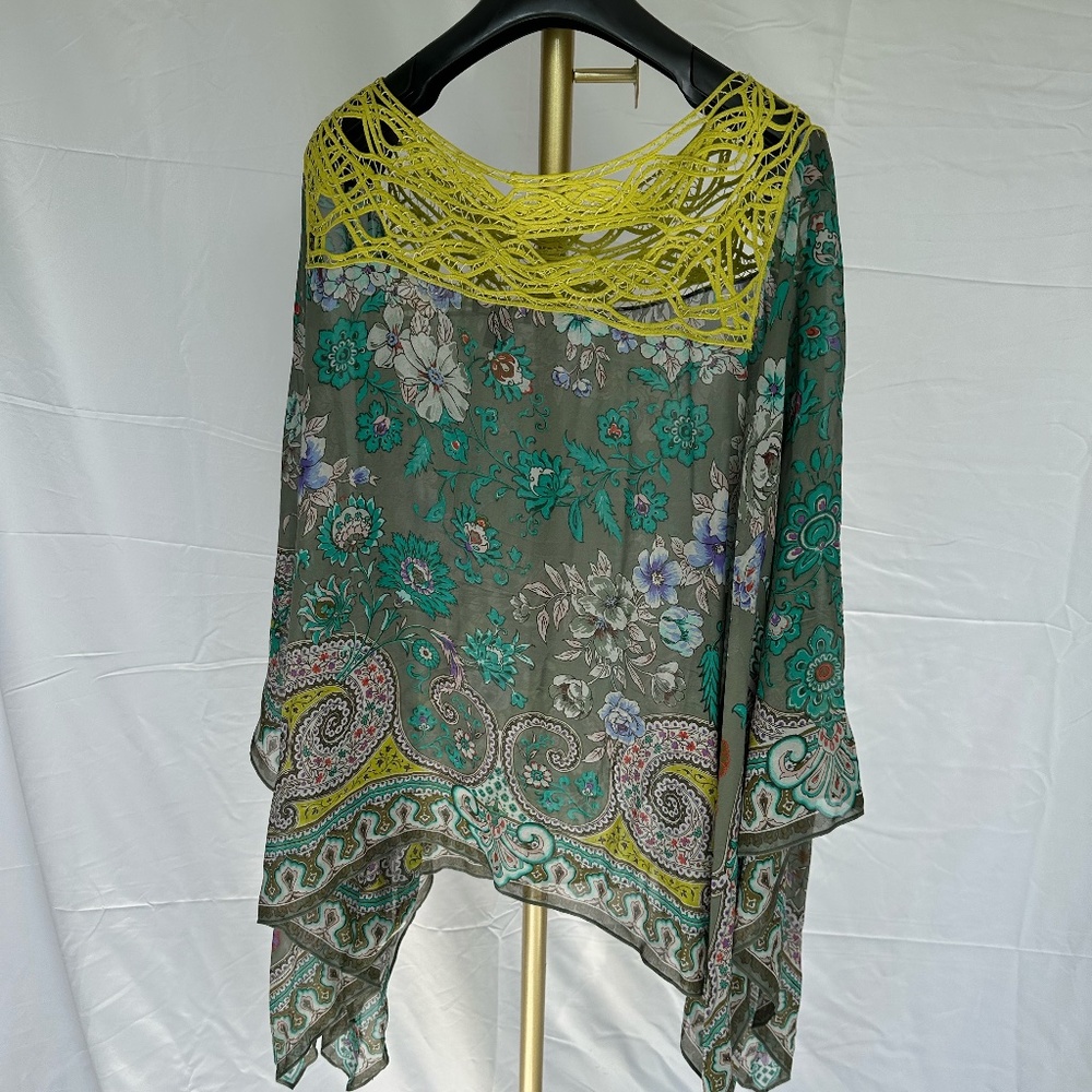 Etro green silk chiffon shirt